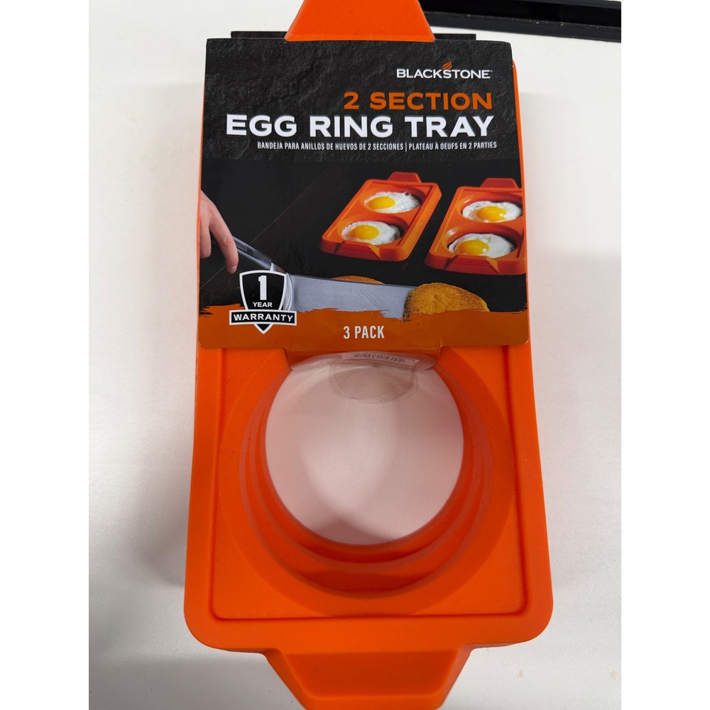 Blackstone 2 Section Egg Ring Tray 3 Pack Orange Silicone Griddle Accessory 5600
